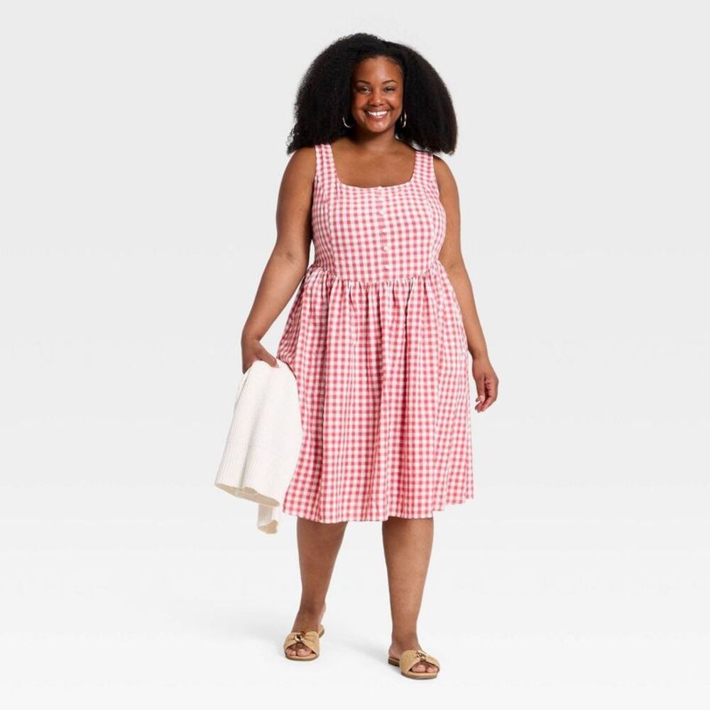 Ava & Viv Pink and White Gingham Strapless Sundress - Picture 3 of 3